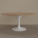 Mesa de Jantar Saarinen Oval 160 x 90 cm Tampo Louro Freijó Base Branca