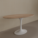 Mesa de Jantar Saarinen Oval 160 x 90 cm Tampo Louro Freijó Base Branca