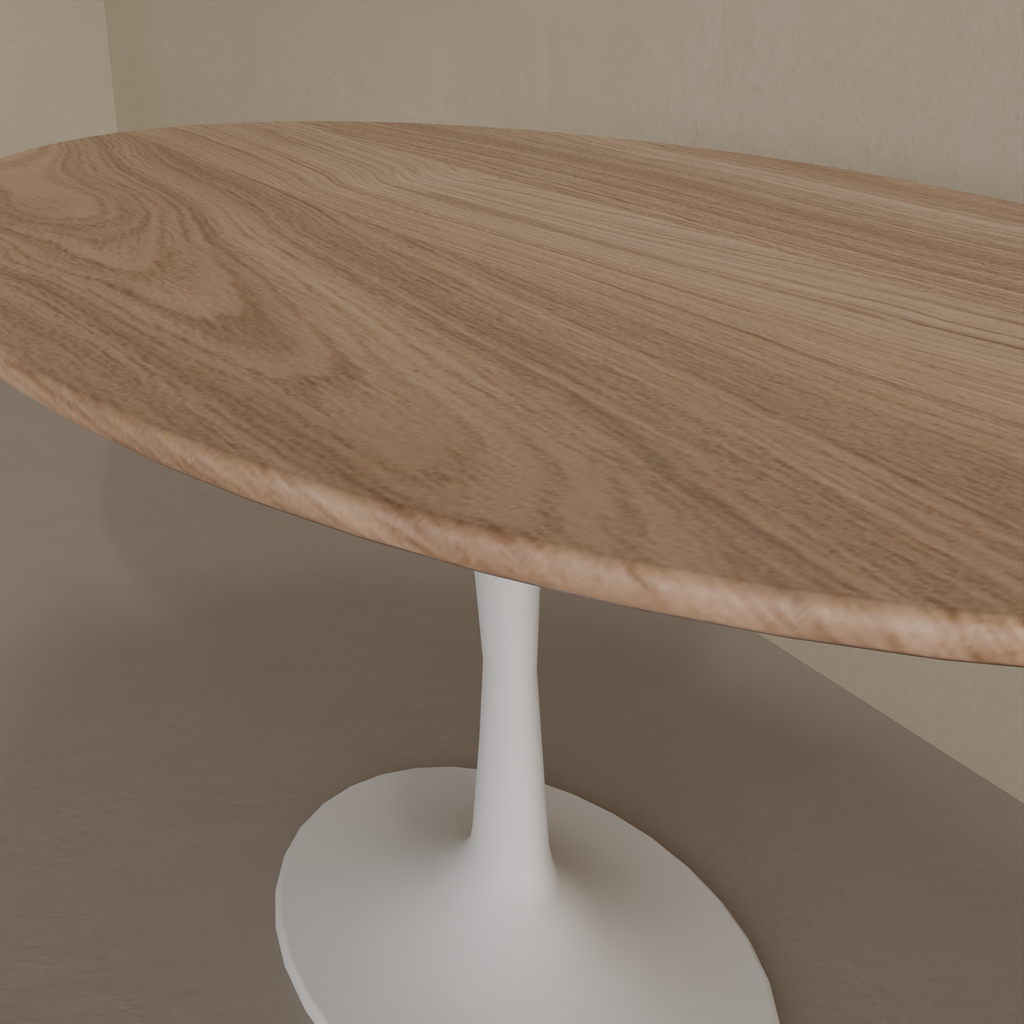 Mesa de Jantar Saarinen Oval 160 x 90 cm Tampo Louro Freijó Base Branca