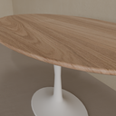 Mesa de Jantar Saarinen Oval 160 x 90 cm Tampo Louro Freijó Base Branca