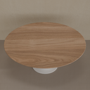 Mesa de Jantar Saarinen Oval 160 x 90 cm Tampo Louro Freijó Base Branca