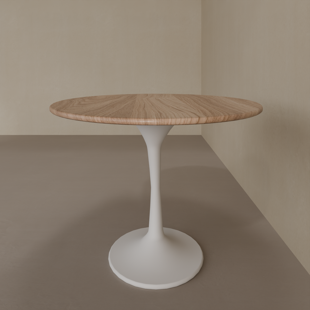 Mesa de Jantar Saarinen Oval 160 x 90 cm Tampo Louro Freijó Base Branca