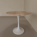 Mesa de Jantar Saarinen Oval 160 x 90 cm Tampo Louro Freijó Base Branca