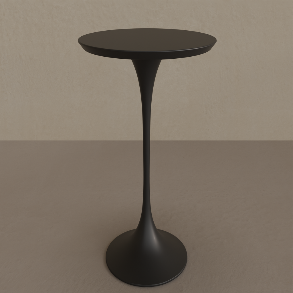 Mesa Lateral Saarinen 30cm Tampo Laca Preta Base Preta - altura 51cm