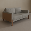 Sofá Plus Arthur 2 Lugares 180cm 2 Braços => Tecido cor 1366 - Pé Imbuia - Braços Tecido 2428 Courinho Caramelo (Sudoeste Showroom)
