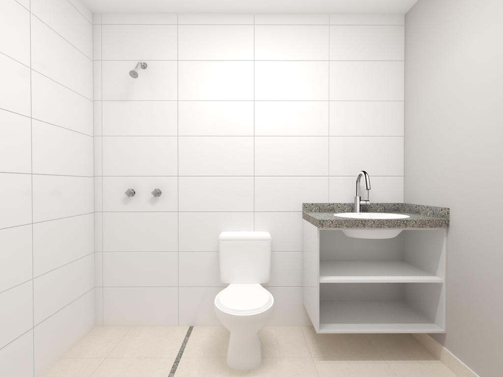 Armário Banheiro 0,77 m Palha - Cor Branco e Branco Diamante