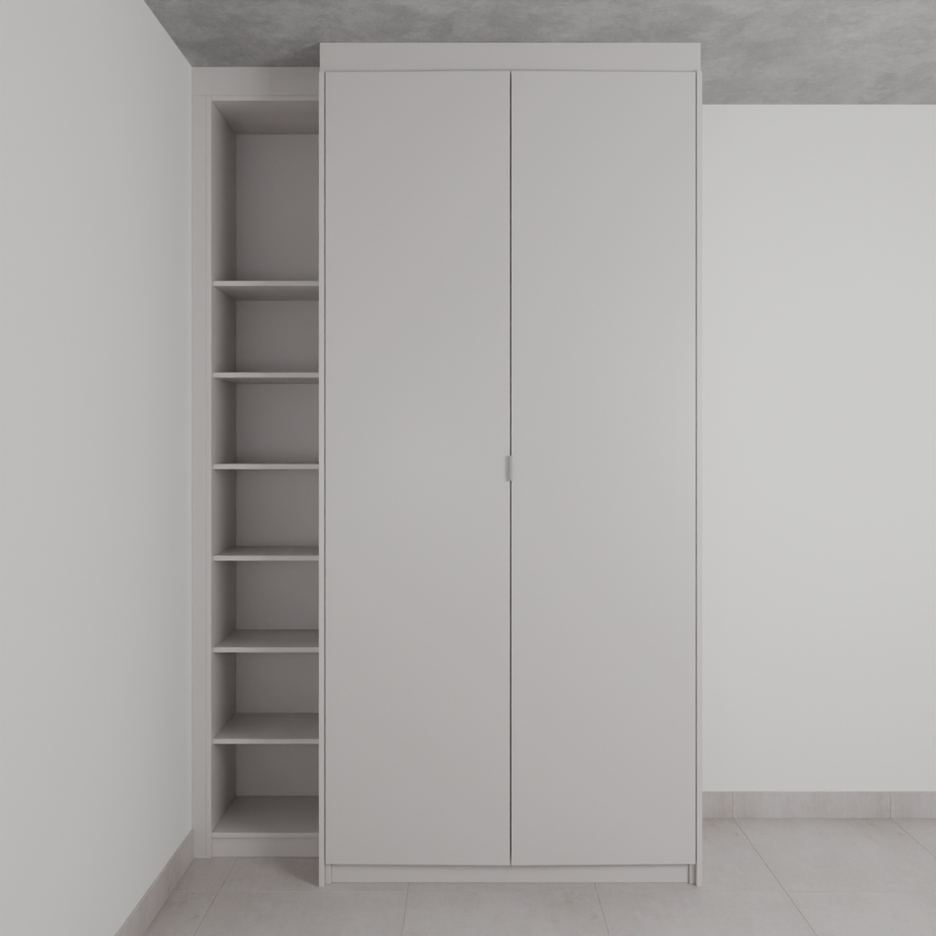 Armário Quarto Short Stay Porta de Giro Cinza Cobalto (Sudoeste / Bias Fortes - Apt 09)