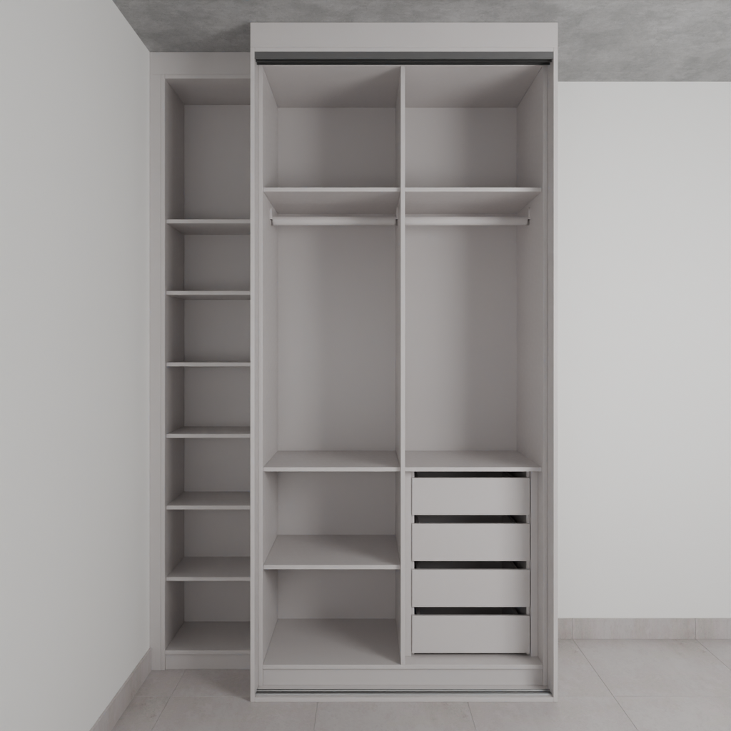 Armário Quarto Plus 1 Porta de Correr Espelho Cinza Cobalto (Sudoeste / Bias Fortes - Apt 09)