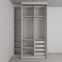 Armário Quarto Plus 1 Porta de Correr Espelho Cinza Cobalto (Sudoeste / Bias Fortes - Apt 09)