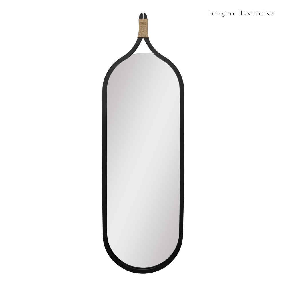 Espelho de Corpo Profile Sisal Orgânico Aço Preto 140x43 cm