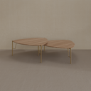 Conjunto de 2 Mesas de Centro Bend Alta e Baixa Louro Freijó com Pés dourados F860 e F861 Incolar