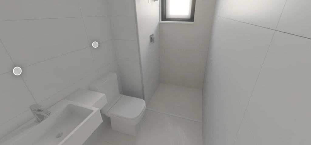 PADRÃO CONSTRUTORA: Piso Porcelanato Ms. Barcelona Cristal +  Revestimento de Parede Eliane Forma acetinado retificado  32,5X 59cm branco (Banho Suíte) Tipo II - 502