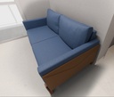 Sofá Arthur 1,80m - Tecido Linho Azul Jeans 3011 e Courinho Caramelo (Imangai Geribá Todos)
