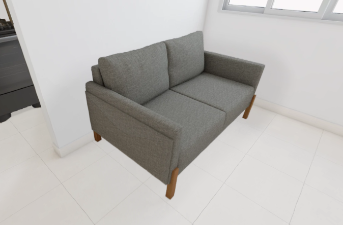 Sofá Arthur 1,80m - Tecido Linho Cinza 1455 e Courinho Caramelo (Imangai Geribá Todos) 