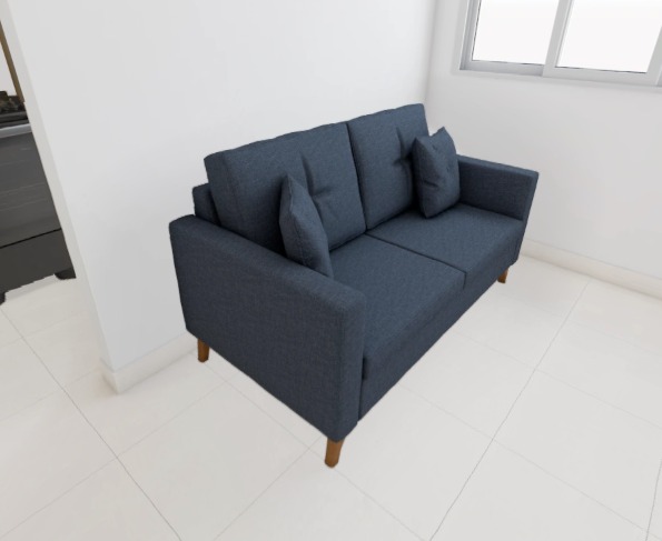 Sofá Viena 1,80m - Tecido Linho Azul Jeans 3011