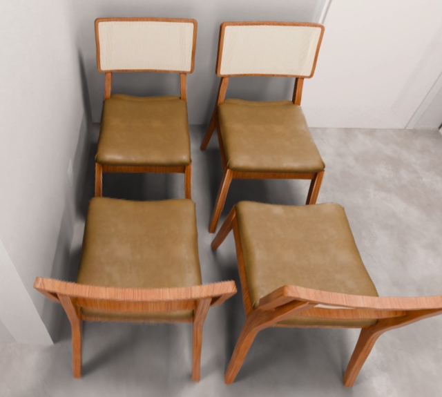 Conjunto de 4 Cadeiras Astra Madeira Imbuia | Tecido Courinho Caramelo 10124