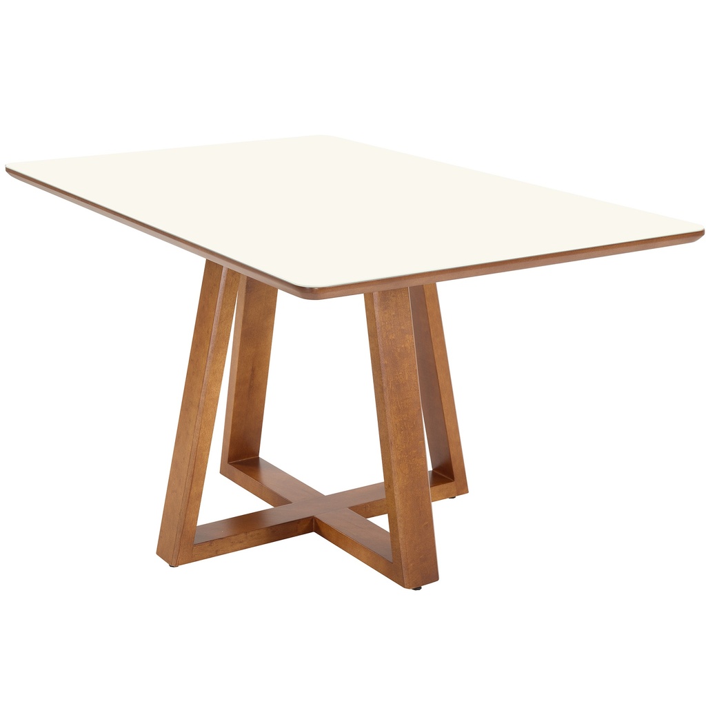 Mesa de Jantar Zeta 120 x 80 - Preta Laqueado New Off White com vidro 3mm  Ferrati 
