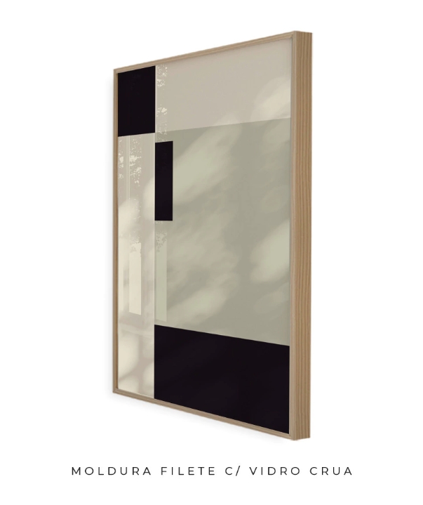 Quadro Decorativo Shades of Grey 3 Moldura Caixa Crua com Vidro 40 x 50cm 