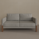 Sofá Arthur 2 Lugares 180cm 2 Braços Pé Imbuia  Tecido Cinza Claro 1366 Lateral Braços Tecido Courinho Caramelo 2428 SF135/80 (Sudoeste)