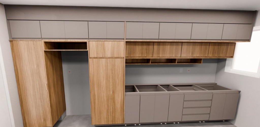 Armário Cozinha Premium Argento e Freijó Sem Eletro (Imangai Geribá - Apt 05 / Sala)