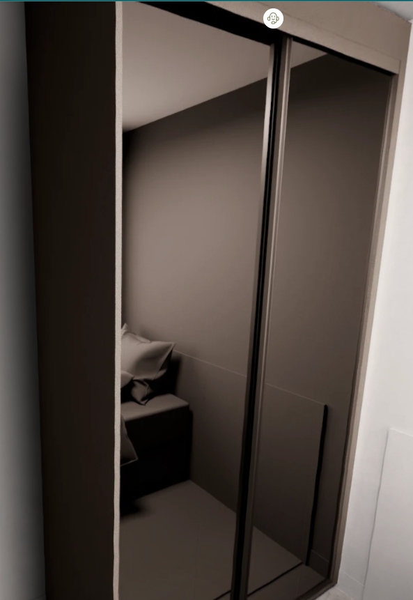 Armário Quarto Correr - Caixa Stone 2 espelhos (Imangai Geribá - Apt 05 / Quarto 2)