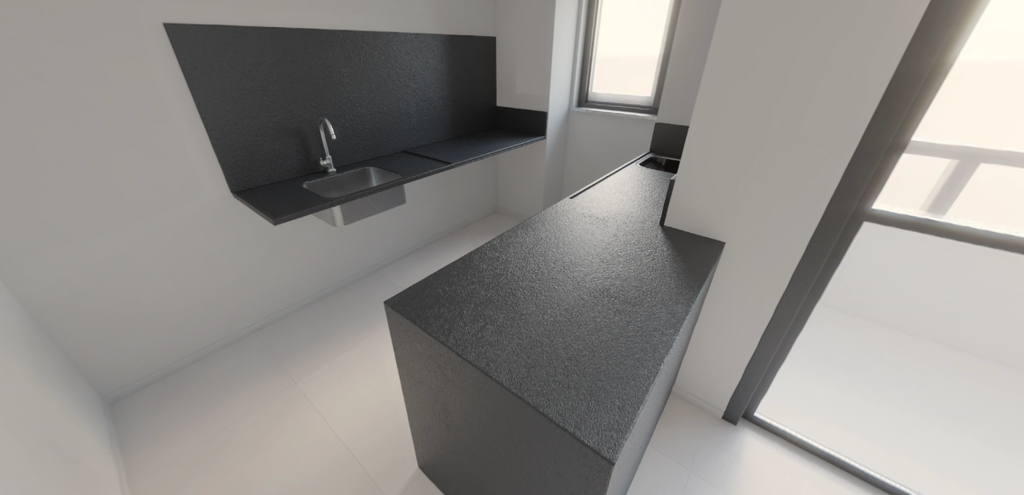 Fechamentos Laterais da ilha H=90cm e Frontão H=70cm para bancada da cozinha, Granito Preto São Gabriel Escovado, com acabamento em meia esquadria - Tipo I (Cozinha/Área de Serviço) FINAL 06 