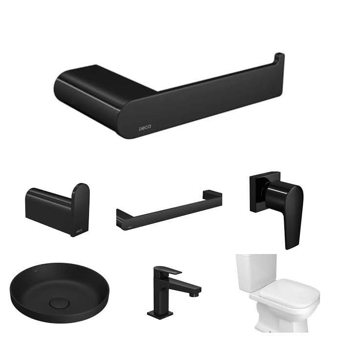 Kit Deca para Banheiro - Bacia Branca, Cuba Redonda sobrepor Ébano e Metais Black Noir Deca (Banheiro) Tipo 2
