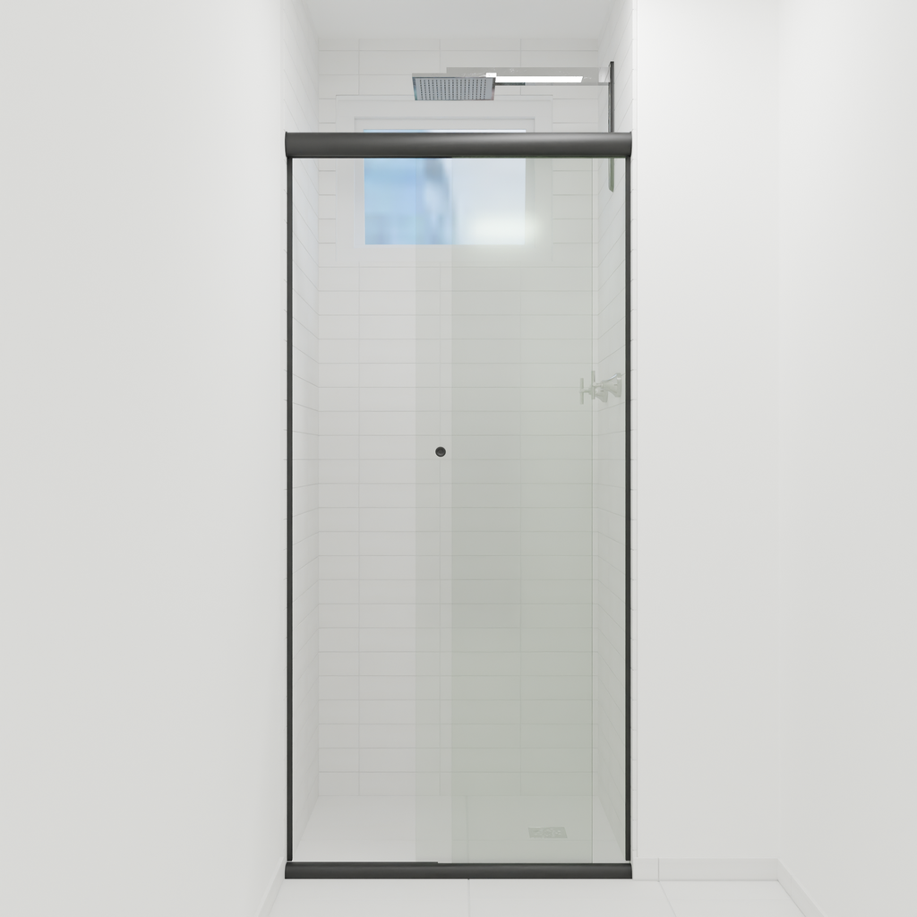 Box de Vidro Incolor Temperado com Perfil Preto