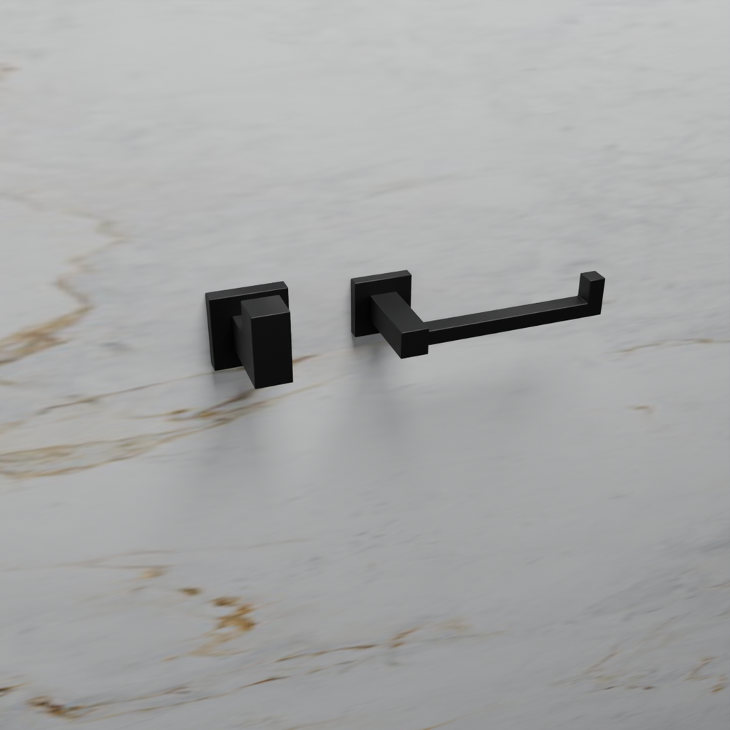 Kit Acessórios Black Matte (Papeleira e Toalheiro de Rosto) 