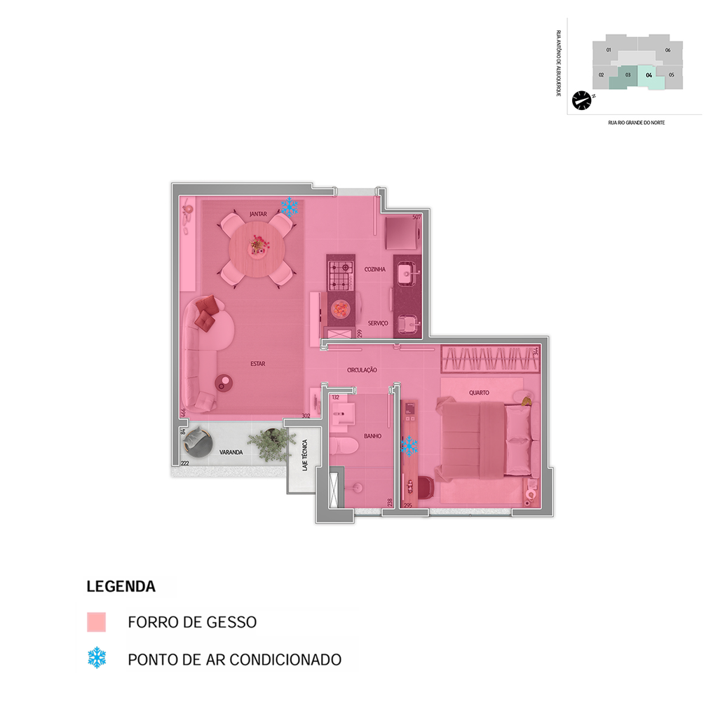 Infraestrutura para instalação de ar condicionado em pontos pré definidos em projeto e forro de gesso - Tipo III (Sala / Cozinha) FINAL 04 