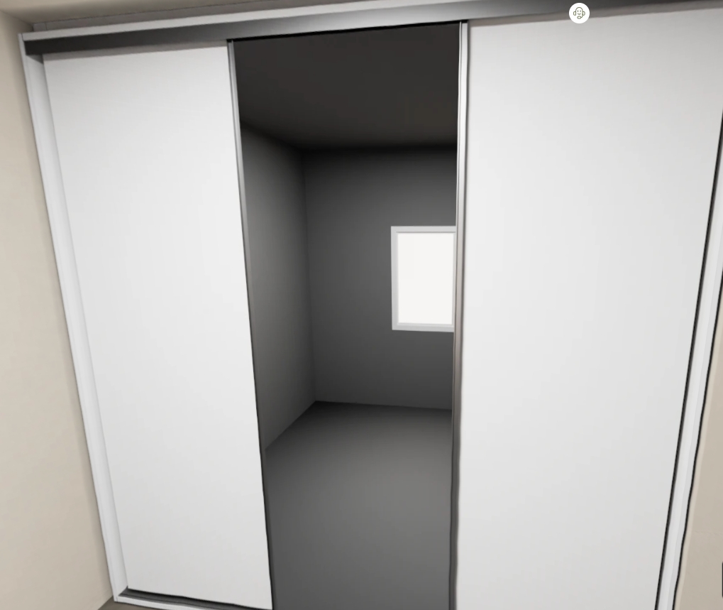 Armário Quarto Correr -  Caixa Branco Diamante 1 espelho (Imangai Geribá - Apt 05 / Quarto 1)