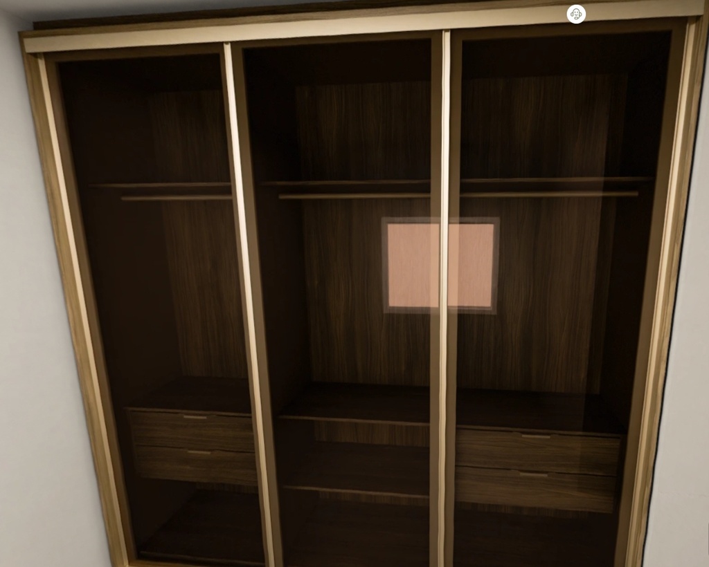 Armário Quarto Correr -  Caixa Freijo portas Reflecta bronze com puxador champagne (Imangai Geribá - Apt 05 / Quarto 1)