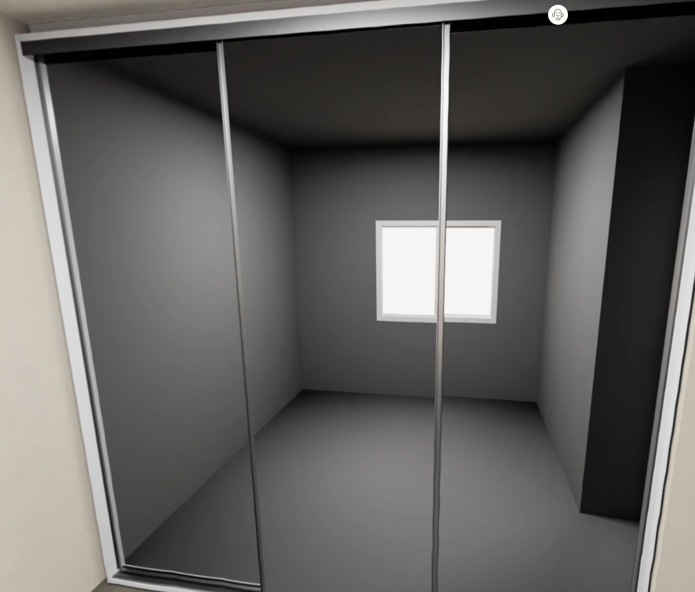 Armário Quarto Correr -  Caixa Branco Diamante 3 Espelhos (Imangai Geribá - Apt 05 / Quarto 1)