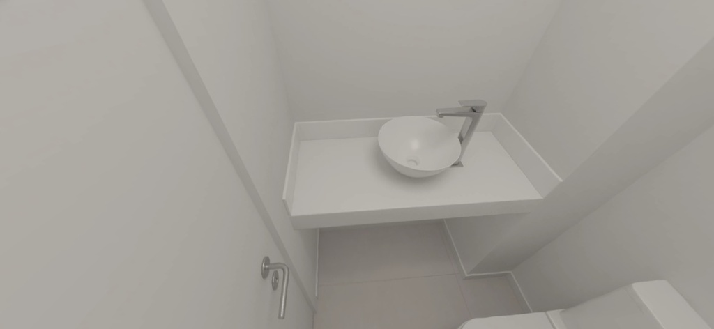 PADRÃO CONSTRUTORA: Bancada em Prime Branco com Cuba de apoio redonda + Torneira Deca de Mesa Bica Alta para Lavatório - Tipo II (Lavabo) FINAL 05 