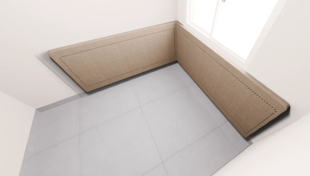 Cabeceira Casal Tachas (1,90 + 1,90) x 1,20 m - Tecido Off White (Apt 5 Quarto 2)