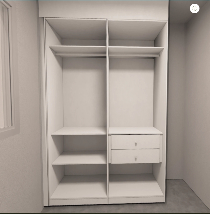 Armário Quarto -  Branco TX sem portas (Imangai Geribá - Apt 1,2,7,8 / Quarto 2) (3,4,6 | Q1)