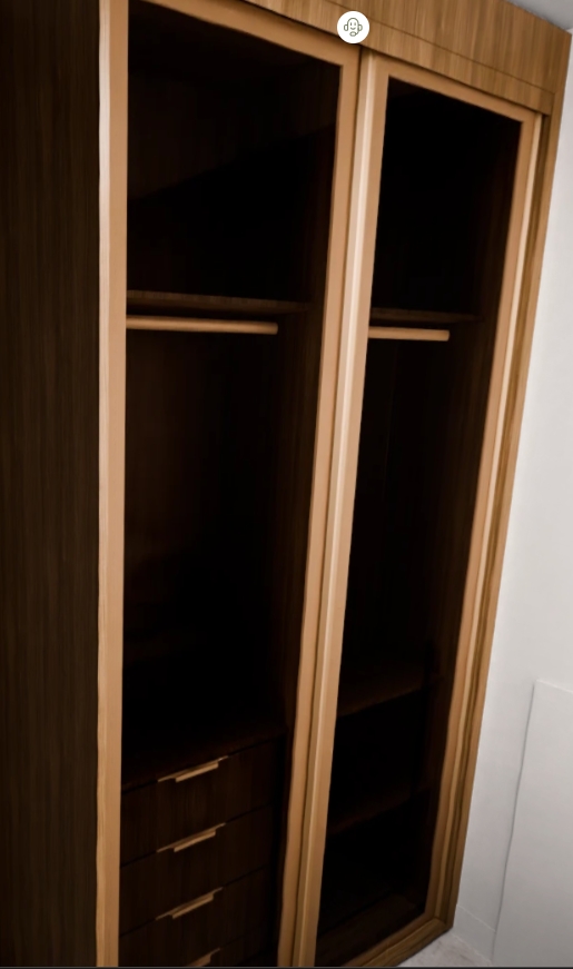 Armário Quarto Correr -  Caixa Freijo portas Reflecta bronze com puxador champagne (Imangai Geribá - Apt 01,2,7,8 / Quarto 1)