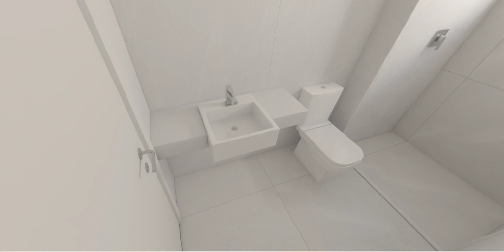 PADRÃO CONSTRUTORA: Bancada em Prime Branco com Cuba de Semiencaixe + Filete no Box somente no Piso em Prime Branco - Tipo I (Banho Suíte 2) FINAL 06 