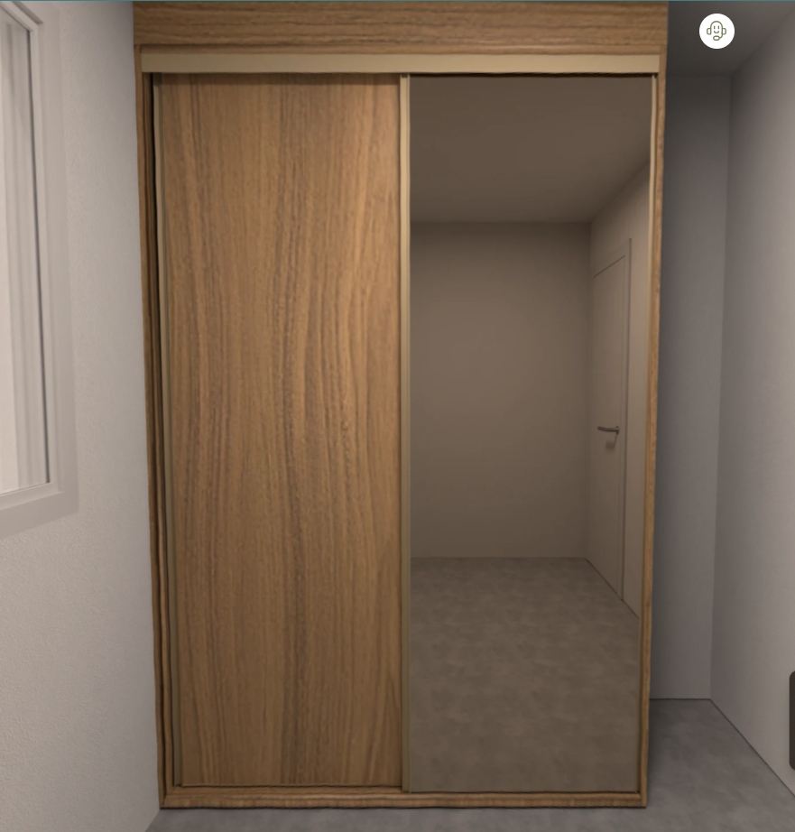 Armário Quarto Correr -  Caixa Freijo 1 espelho (Imangai Geribá - Apt 01,2,7,8 / Quarto 2) (3,4,6 | Q1)