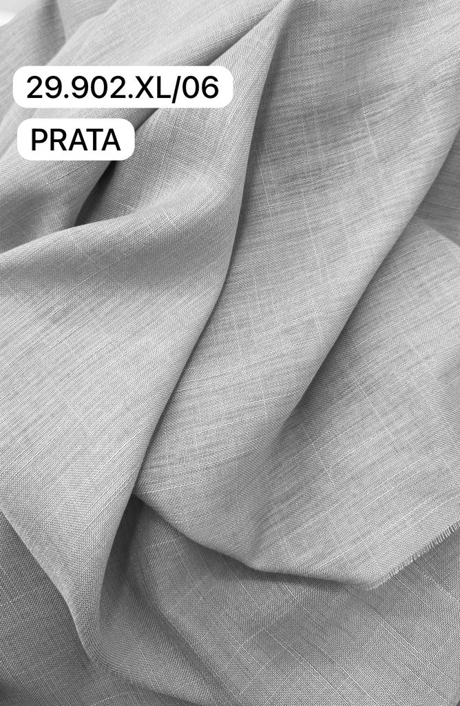 Cortina Gaze Linho Prata - Vão 2,40 Largura x 2,50 Altura (Imangai Geribá - Apt 3,4,6 / Sala)