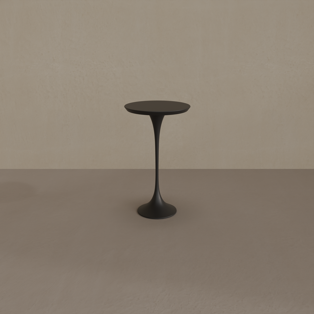 Mesa Lateral Saarinen 30cm Tampo Laca Preta Base Preta - altura 51cm