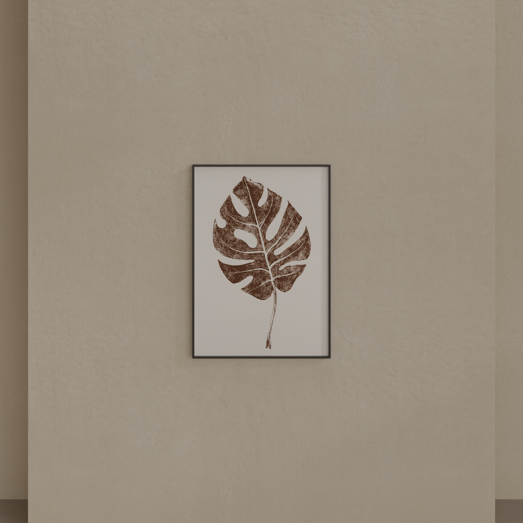 Quadro Folha Costela de Adão Caixa Crua Preta sem Vidro 50 x 70 cm (LxA)