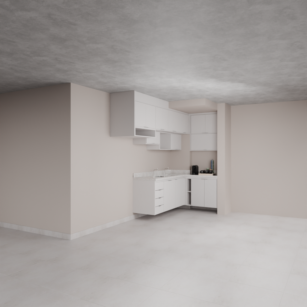 Armário Cozinha Completo sem Nicho para Lava e Seca Cinza Cobalto (Sudoeste / Bias Fortes - Apt 09)