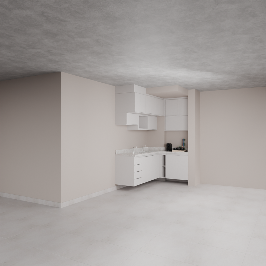 Armário Cozinha Inferior e Superior sem Nicho para Lava e Seca Cinza Cobalto (Sudoeste / Bias Fortes - Apt 09)