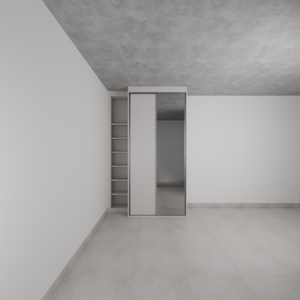 Armário Quarto 2 Portas de Correr Espelho Cinza Cobalto (Sudoeste / Bias Fortes - Apt 09)