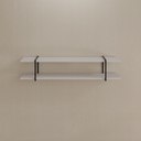 Conjunto de 2 Prateleiras Smart Cinza Cobalto e Suporte Preto 180 cm x 26 cm (LxP)  F902 Incolar