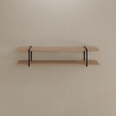 Conjunto de 2 Prateleiras Smart Louro Freijó e Suporte Preto 180 cm x 26 cm (LxP)  F902 Incolar