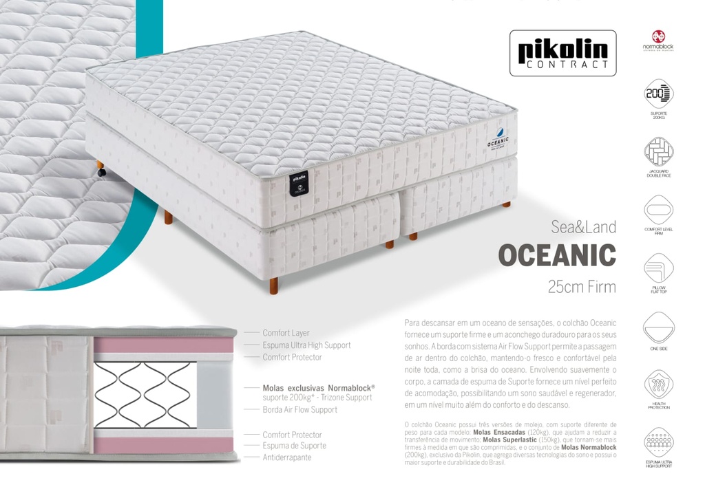 Conjunto 2 Colchões Solteiro Oceanic Normablock 25 cm
