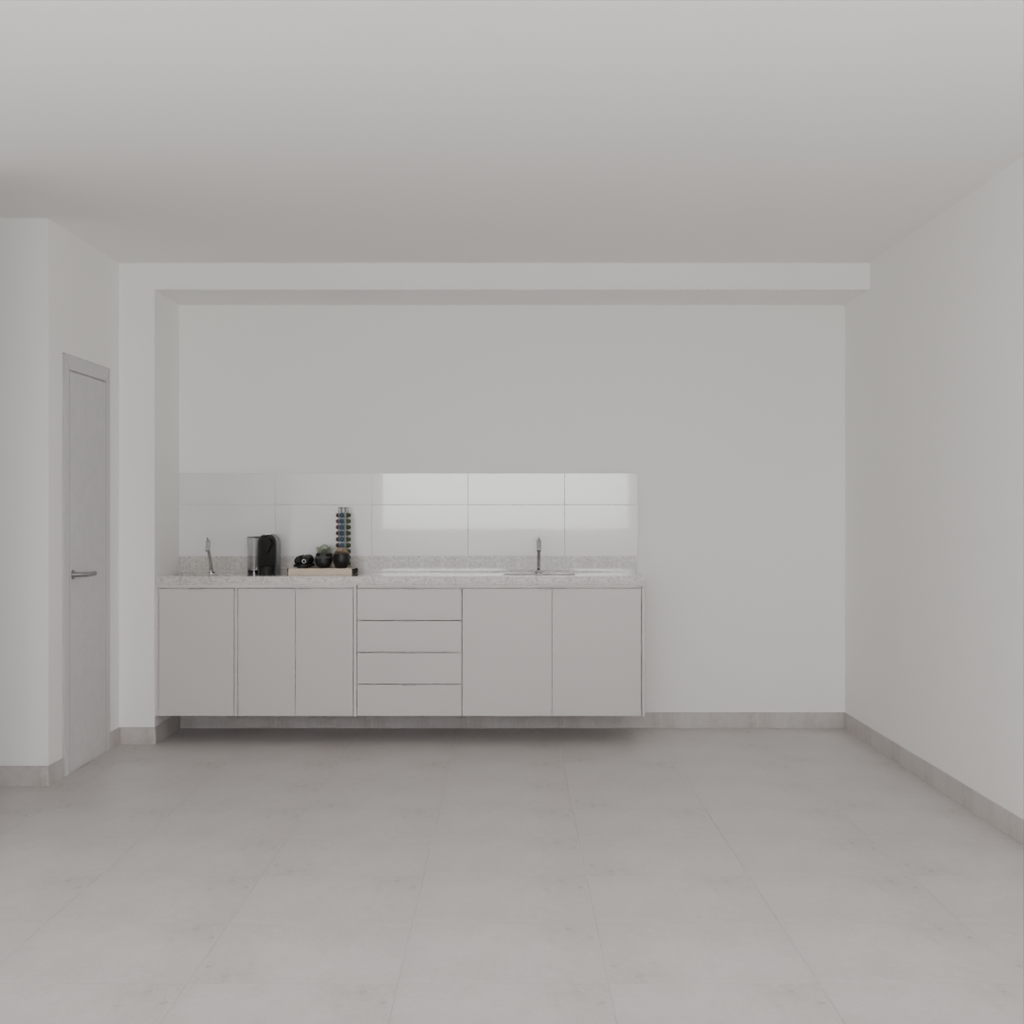 Armário Cozinha Inferior sem Nicho para Lava e Seca Cinza Cobalto (Sudoeste / Bias Fortes - Apt 07 11)