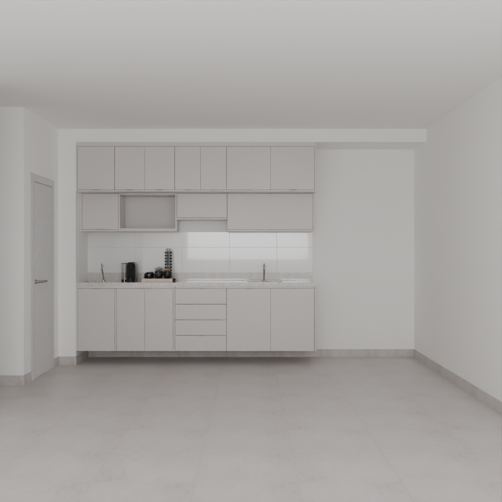 Armário Cozinha Inferior e Superior sem Nicho para Lava e Seca Cinza Cobalto (Sudoeste / Bias Fortes - Apt 07 11)